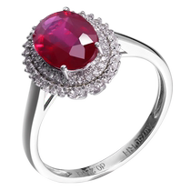 Ruohua Jewelry Stars# Large ruby ​​ring for women 18K gold zircon tail ring platinum colored gemstone jewelry gift