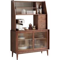 Genji Muyu solid wood sideboard integrated wall high cabinet tea cabinet kitchen cupboard Nordic living room storage cabinet