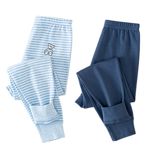 儿童纯棉秋裤男女童春秋线裤全棉薄款中大童无骨条纹保暖衬裤内穿