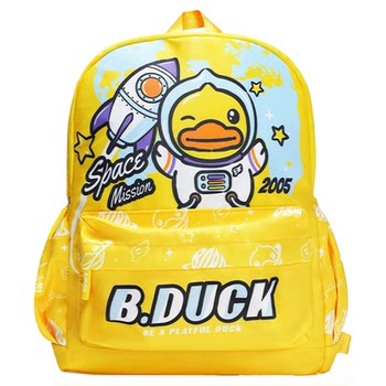 B.Duck Little Yellow Duck Backpack Lightweight Children's School Bag Cute Cartoon Astronaut Elementary School Student Backpack