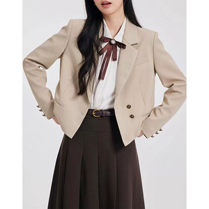 小个子春秋西装外套女设计感2026年新款小众西服休闲短款正肩上衣