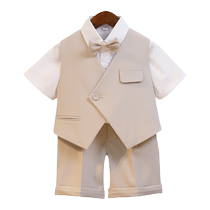 Luo Meng childrens summer suit suit boy flower girl dress host small dress flower girl boy dress suit