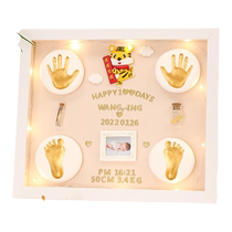 Tiger baby hand and foot prints mud fetal hair souvenir photo frame newborn baby footprints full moon 100th birthday gift