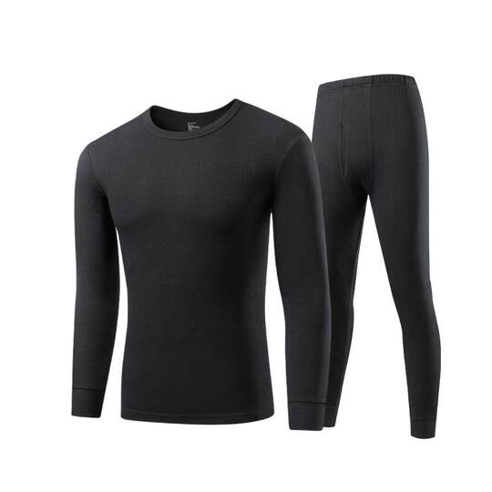 HLA/海澜之家男士纯棉保暖内衣套装230G圆领打底抗菌防螨秋衣秋裤