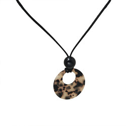 TOTORSHUINE LEOPARD 프린트 긴 유약 목걸이 고삐 액세서리