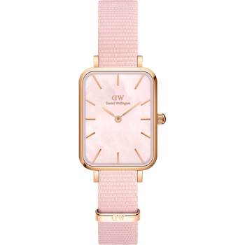 Dw watch cherry blossom pink mother-of-pearl disc small square watch