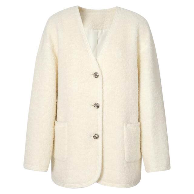 Shifanli circle wool V-neck autumn and winter woolen coat Eveli outlets store