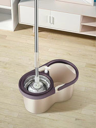 Thickened pulley dual-drive mop bucket rotating stainless steel dry mop household mop hand-free wet and dry use