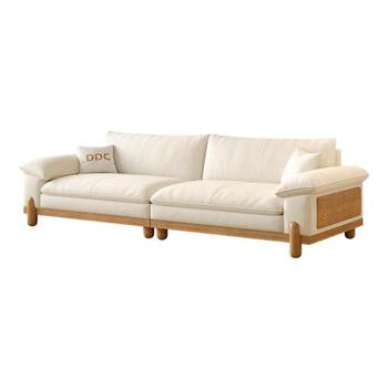 Ddc sailing fabric sofa cream style living room cloud velvet cloth detachable washing straight-out log cotton linen sofa