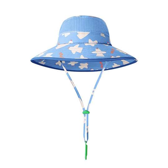 KK树儿童防晒帽防紫外线宝宝春夏遮阳帽男童女孩渔夫帽原纱大帽檐