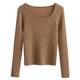 Square collar sweater for women in autumn and winter