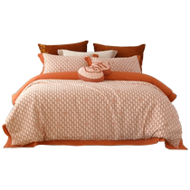 Mercury Home Textiles brushed four-piece set of mugwort antibacterial and thermal insulation set new Chinese style Aibao cotton bed sheet quilt cover 24 new products