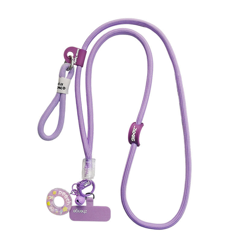 Mobile phone lanyard cross-body wearable long style with ring pendant