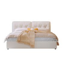 Dong Xiong Yun Duo Bed is a simple modern light and luxurious Internet celebrity leather double master bedroom king bed down cushion high box storage bed