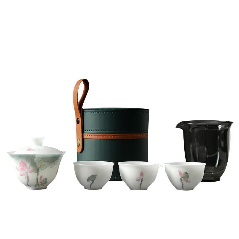 Kanglepin mutton-fat jade hand-painted travel cup