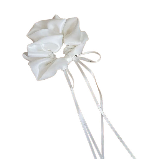 芭蕾风白色缎面飘带蝴蝶结大肠发圈女高级感韩系超仙气质发绳发饰