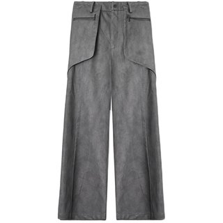 49PERCENT23AW fold-over waterproof zipper leather pants