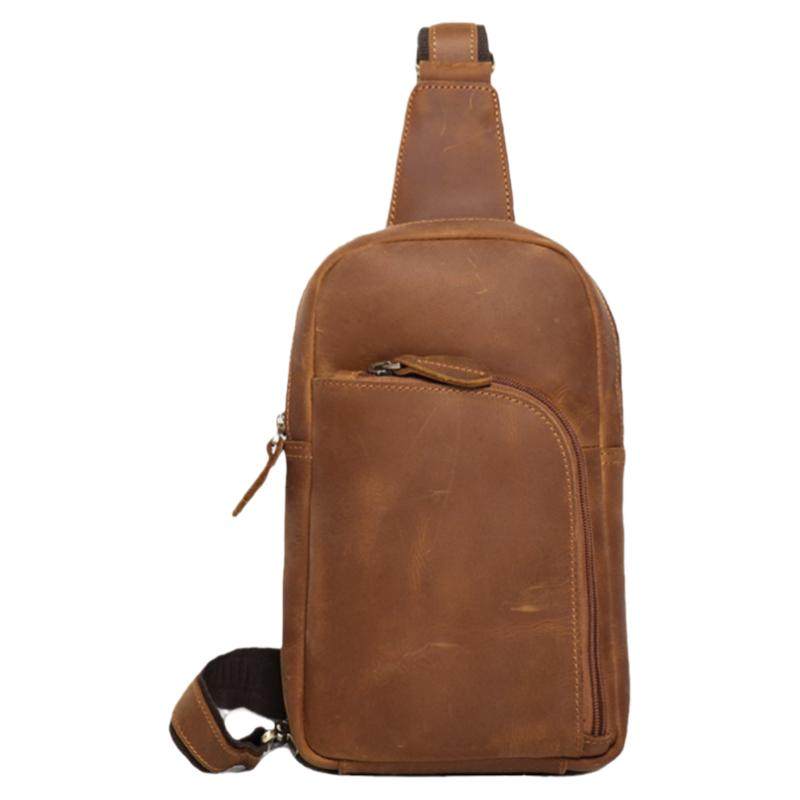 First-layer genuine leather large-capacity chest bag