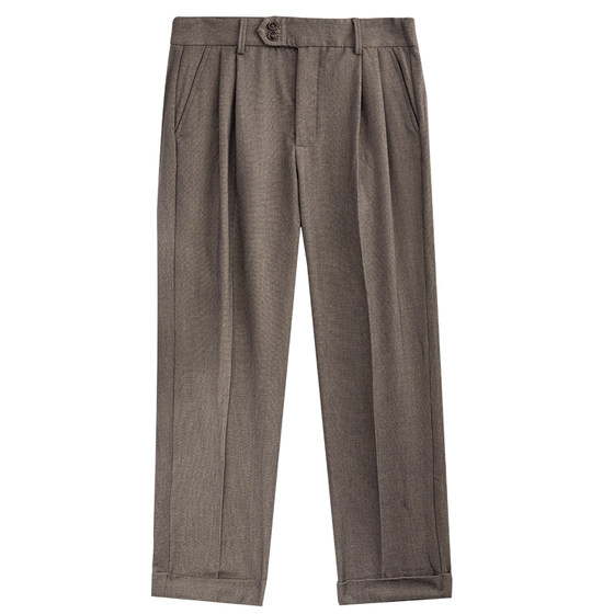 
SOARIN retro British small foot slim suit pants for men, high-end double-pleated business casual cone pinch pants