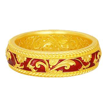 Chow tai sang national treasures co-branded|golden red mantang ring pure gold bracelet as a gift for your girlfriend’s birthday