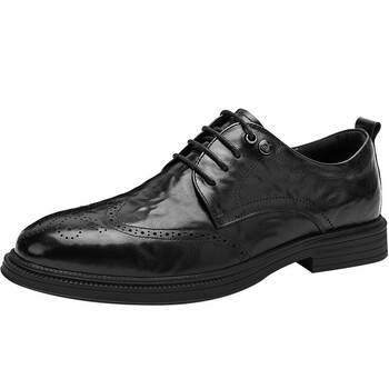 Heilan house men's shoes new autumn and winter business formal brogue shoes increased velvet wedding and groom's leather shoes