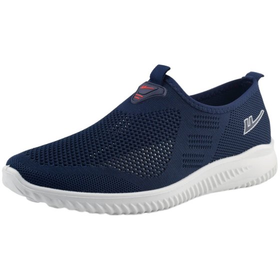 Returning men's shoes spring and summer net shoes men's casual shoes one foot kick lazy shoes hollow and breathable sports cloth shoes tide shoes