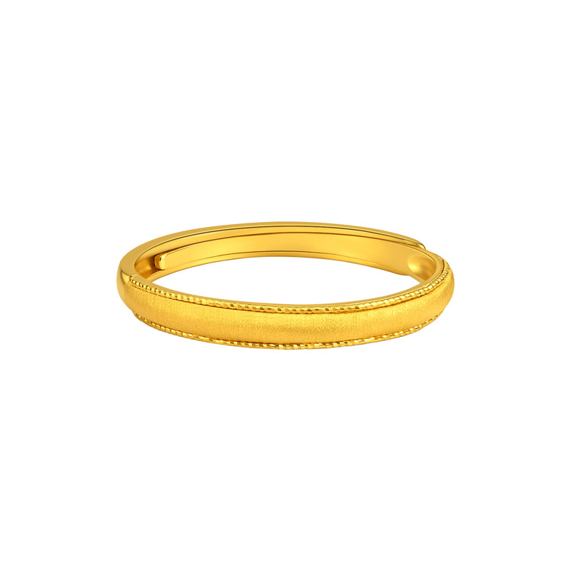 Pre-sale Laomiao gold pure gold sand ring plain ring 5G exquisite sparkling adjustable live fashionable temperament for women