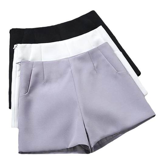 短裤女2025新款高腰外穿夏宽松显瘦休闲雪纺a字阔腿黑色西装短裤