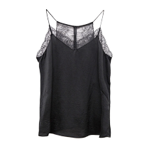 Camisole V-neck bottoming top under womens suit discreet lace micro-revealing back-beautiful vest