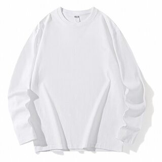 TEDIOUS纯棉长袖重磅百搭白色T恤男女秋冬内搭简约打底衫上衣圆领