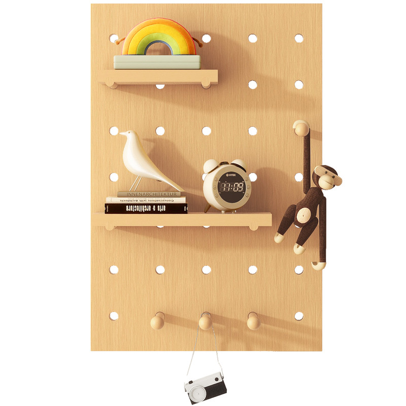 Perforated board wall storage rack solid wood custom-shaped wall desktop entrance hall punch-free wall hanging desk hanging board