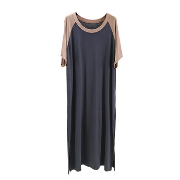 Modal slit plus size slimming dress