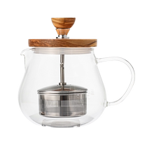 (Self-operated) HARIO Japan Japanese-style glass teapot with filter wooden cover filter tea set imported heat-resistant