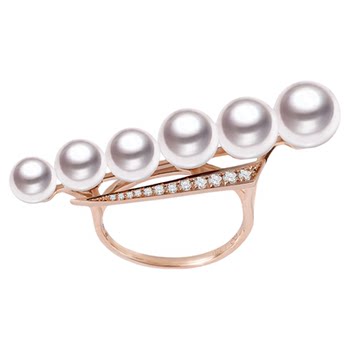 Gio seawater pearl ring natural diamond 18k gold