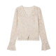 ເສື້ອຢືດ lace embroidered ຄໍ V-neck ຫນັກ slimming ເທິງ