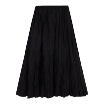 YINER 2024 autumn new crotch pleat texture French slimming retro A-line skirt