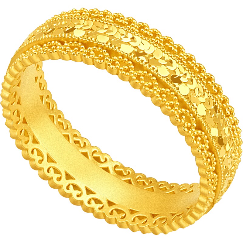 Chao Acer Royal Fan Waist Wan Guan Gold Ring 5G Pure Gold Women's Exploding Sparkling Ice Birthday Gift Priced