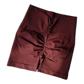 European and american rear v-waist fitness shorts breathable buttocks showing sports peach buttock training three-quarter pants, iron yoga pants, high waist