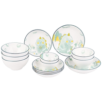 Bowls use 2024 new childrens ordinary high - value ceramic childrens bowl cute cartoon dinosaur dishes