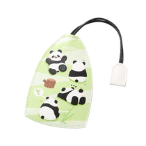 Cartoon panda pull-out electric car key bag keychain protective shell key bag leather case storage open