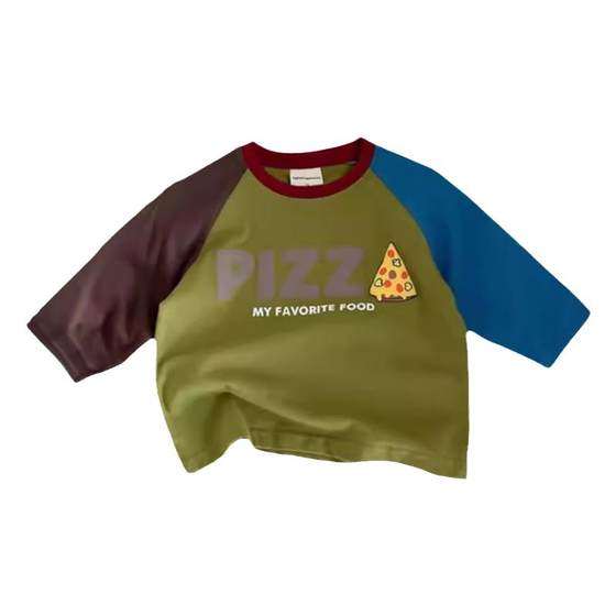 
Children's long-sleeved T-shirt pure cotton base shirt 2025 spring new Korean version cartoon boy and girl baby contrast top