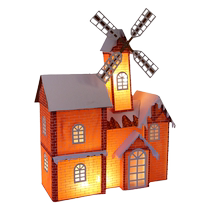 Christmas small house simulation with lights snow house creative snow house villa handmade diy house decorations