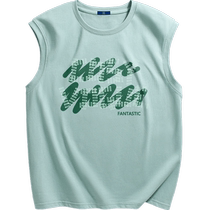 Genio Lamode Mint Green Vest Mens 2024 Summer Youth Wide Version Heavy Cotton Sweat-Absorbent Sleeveless T-Shirt