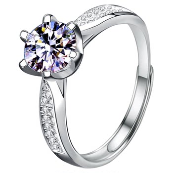 Dr18k sterling silver moissanite luxury six-claw engagement ring