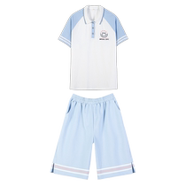 Girls junior high school students summer casual suit polo shirt T-shirt loose shorts casual sports college style two-piece set