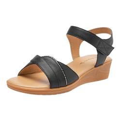 Red Dragonfly wedge heel mom sandals new summer ເກີບຫນັງແທ້ຂອງແມ່ຍິງເພີ່ມຄວາມສະດວກສະບາຍຄົນອັບເດດ: ເກີບ sole ອ່ອນສໍາລັບໄວກາງຄົນແລະຜູ້ສູງອາຍຸ