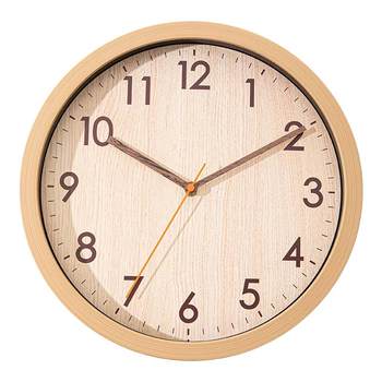 Japanese wood grain wall clock silent punch-free living room clock table modern simple clock study new chinese style desk clock