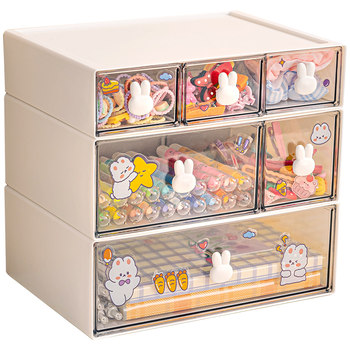 Bookshelf Desktop Storage Box Drawer Stationery Handbook Children Girls Hair Accessories Desk Organizing Cabinet Storage Rack