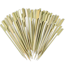 Green leather bamboo skewers Japanese style roasted bird cuisine disposable spicy hot skewers iron cannon skewers flat skewers commercial wholesale