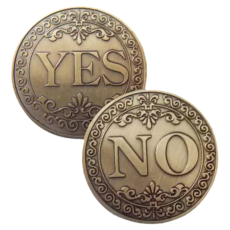 仿古青铜YES NO魔术纪念币决策币许愿lucky收藏硬币30mm-Taobao-Tmall